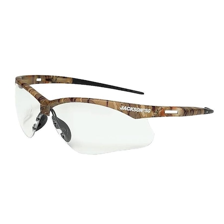 Jackson Safety Safety Glasses, Anti-Fog, Clear Lens, Camouflage Frame, Half-Frame 50012